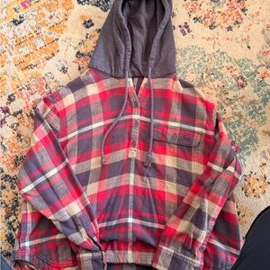 American Eagle Outfitters pink and Gray Flannel Shirt